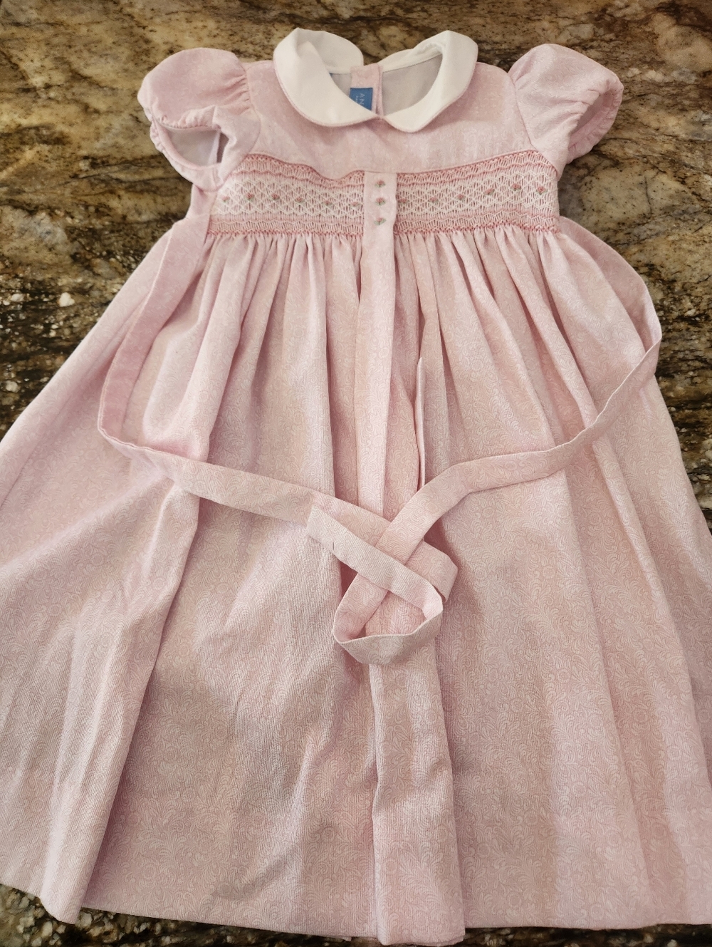Pink Smocked Dress with Peter Pan Collar